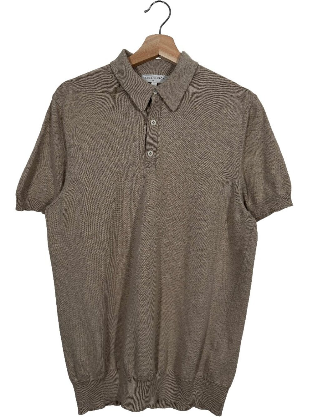 Jack Victor 100% Cotton Short Sleeve Knit Polo Oatmeal men's size Medium